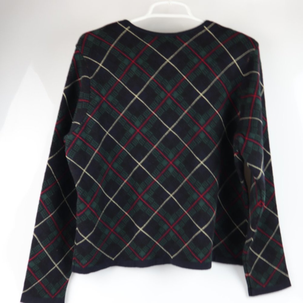 Talbots Women's Argyle Pattern Full Zip Sweater L… - image 3